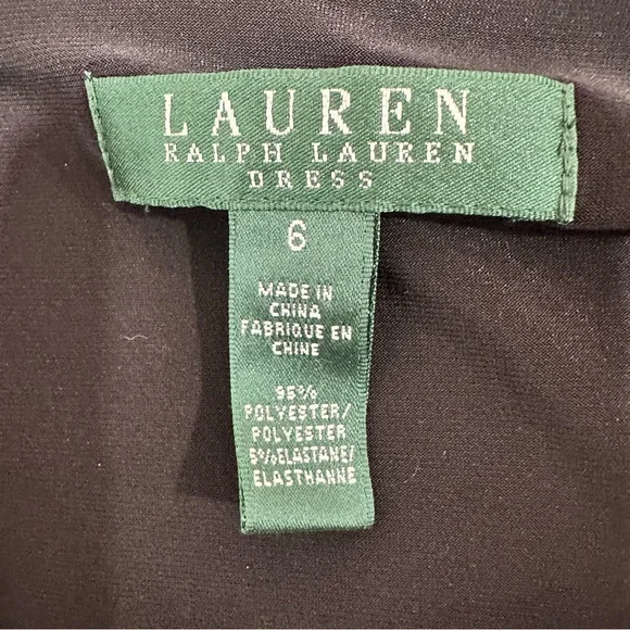 Lauren Ralph Lauren Black Matte Jersey Long Sleeve Faux Wrap Dress - Size 6 - Picture 8 of 12